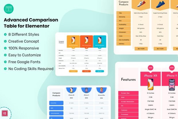 Advanced Comparison Table for Elementor 1.0