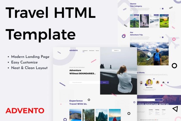 Advento - Travel One Page HTML Template