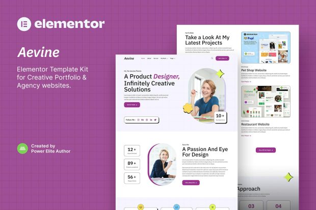 Aevine – Creative Portfolio & Agency Elementor Template Kit