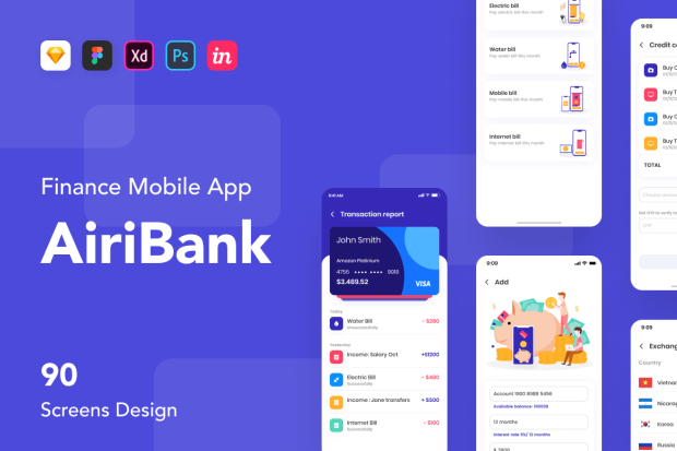 AiriBank - Finance Mobile App UI KIT