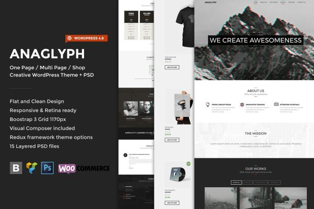 Anaglyph - One page / Multipage WordPress Theme 4.1