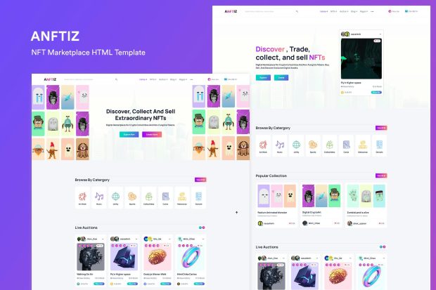 Anftiz - NFT Marketplace HTML Template