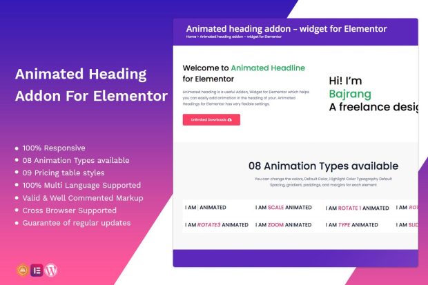 Animated heading addon – widget for Elementor 1.0.2