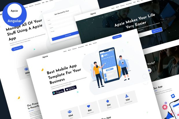 Apzie - Angular App & SaaS Landing Page Template