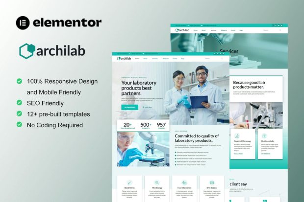 ArchiLab - Research & Laboratory Elementor Template Kit