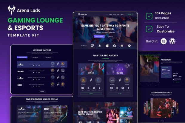 Arena Lads - Esports & Gaming Elementor Template Kit