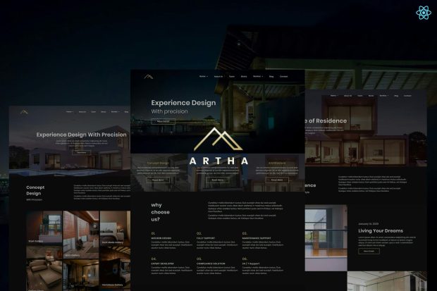 Artha - React Interactive Interior Template