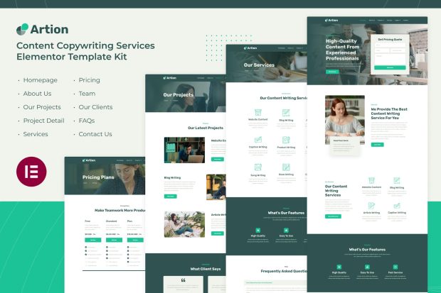 Artion | Content Copywriting Services Elementor Template Kit