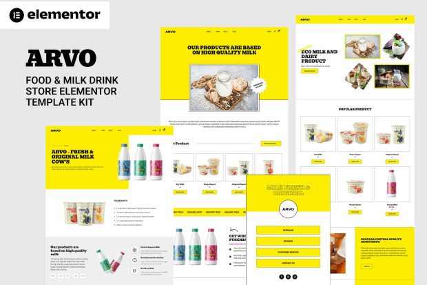 Arvo - Food & Milk Drink Store Elementor Template Kit