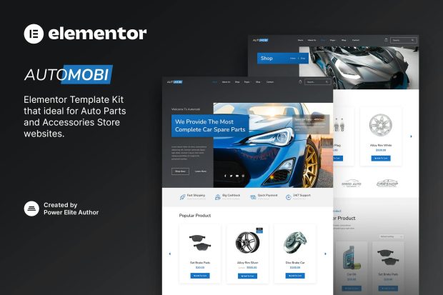 Automobi – Auto Parts Store & Accessories Elementor Template Kit