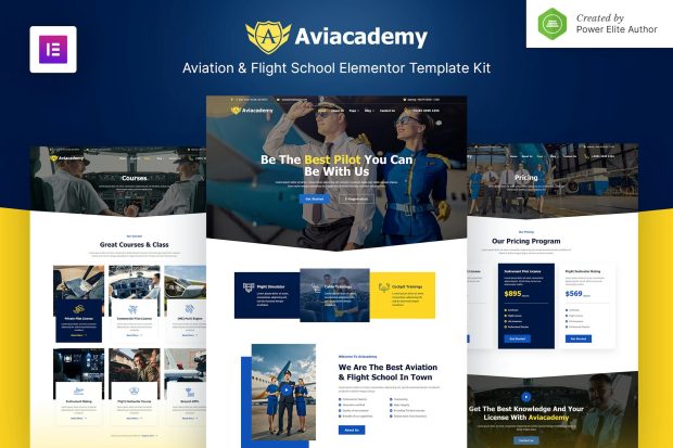 Aviacademy – Aviation & Flight School Elementor Template Kit