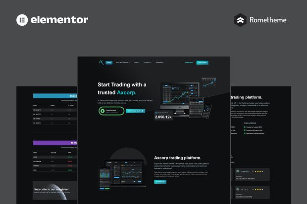 Axcorp - Trading & Investment Company Elementor Pro Full Site Template Kit