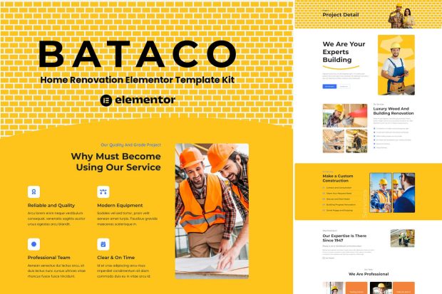 Bataco - Home Renovation & Construction Elementor Template Kit