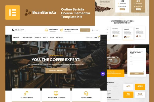 Bean Barista - Online Barista Course Elementor Template Kit