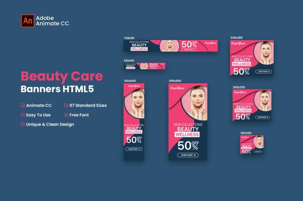 Beauty Care HTML5 Banner Ad - Animate CC