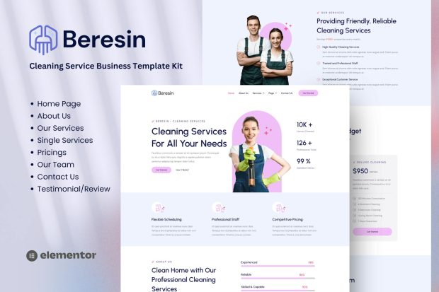 Beresin - Modern Cleaning Service Business Elementor Kit