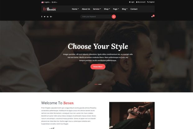 Bevan – Barber Salon Bootstrap 4 HTML Template