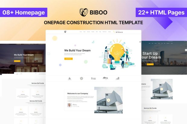 Biboo - Construction Landing HTML Template