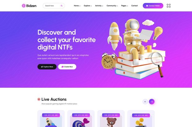 Bidzen - NFT Marketplace HTML Template