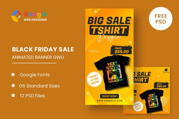 Big Sale Tshirt HTML5 Banner Ads GWD