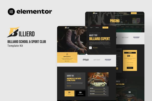 Billierd -  Billiard School & Sport Club Elementor Template Kit