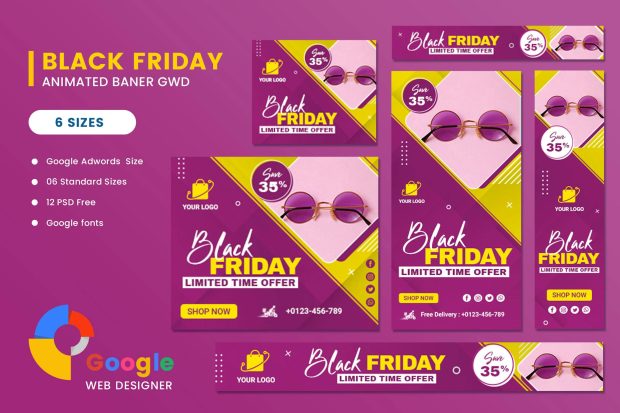 Black Friday Sale Fashion Eyewear HTML5 Banner Ads