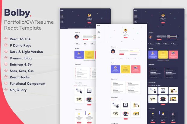 Bolby- React Personal Portfolio CV/Resume Template