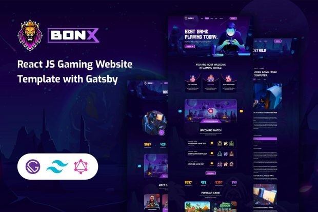 Bonx - React JS Gaming Website Template with Gatsb