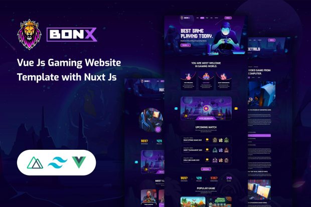 Bonx - Vue Js Gaming Website Template with Nuxt Js