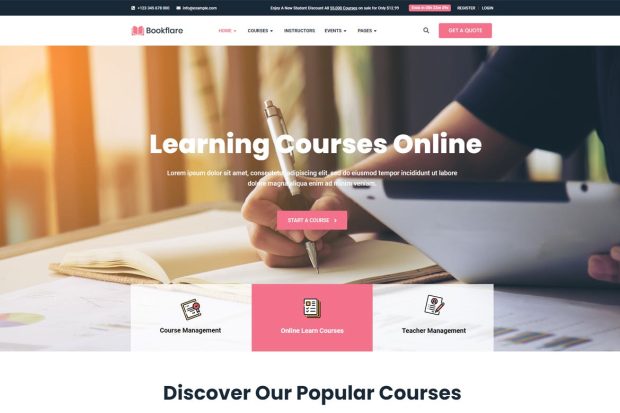 Bookflare – Modern Education & Online Learning Elementor Template Kit