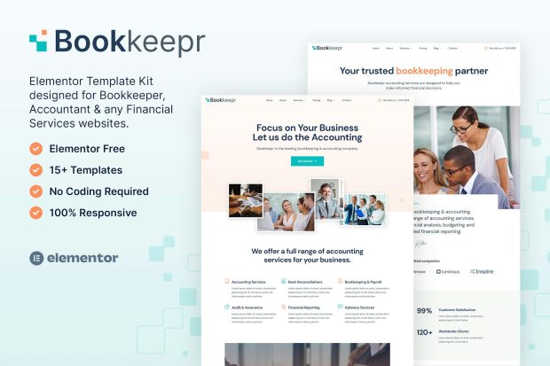 BookKeepr – Bookkeeping & Accounting Service Elementor Template Kit