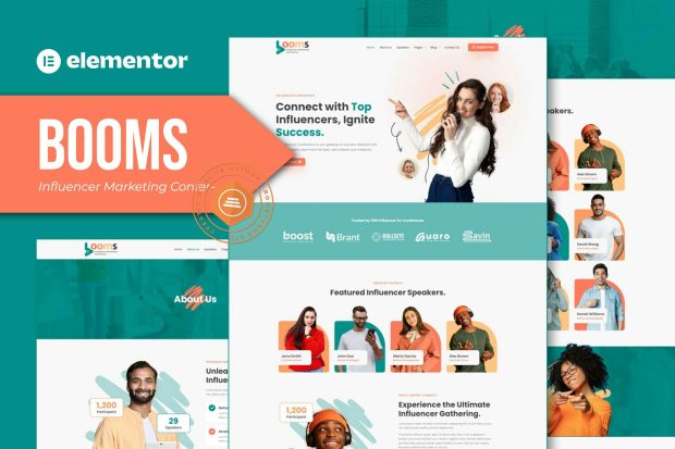 Booms - Influencer Marketing Conference Elementor Template Kit