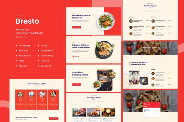 Bresto | Restaurant & Cafe Food Elementor Template Kit