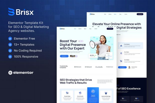 Brisx – SEO & Digital Marketing Agency Elementor Template Kit