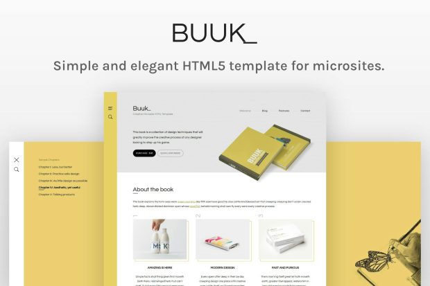 Buuk - A Unique Microsite & Landing HTML5 Template