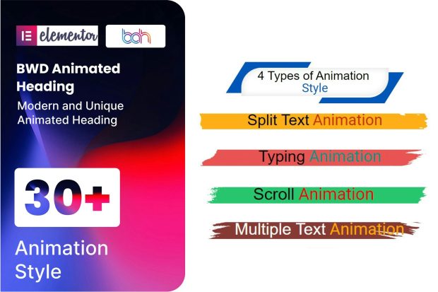 BWD Animated Heading addon for elementor 1.0