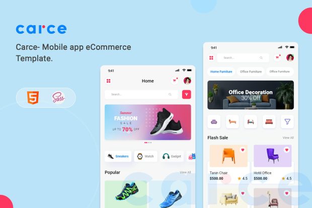 Carce - Mobile app eCommerce Template