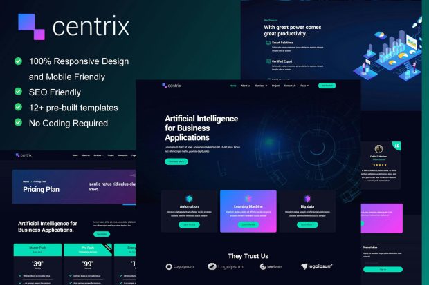 Centrix - Artificial Intelligence & Technology Services Elementor Template Kit