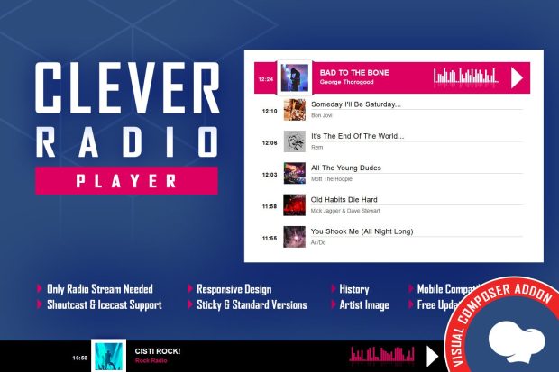 CLEVER - HTML5 Radio Player - Addon For WPBakery 2.5