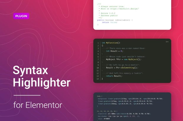 Code Syntax Highlighter for Elementor 1.0.11