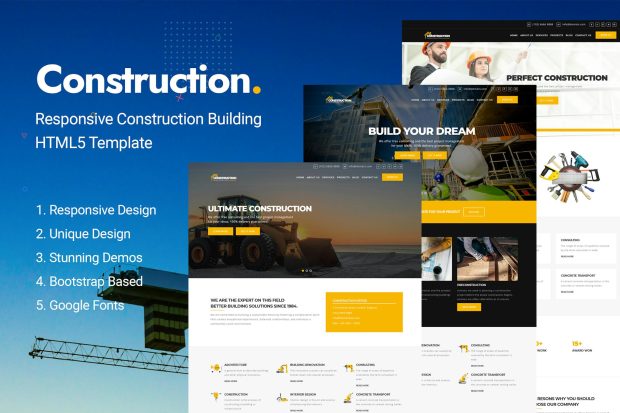 Construction and Building HTML Template