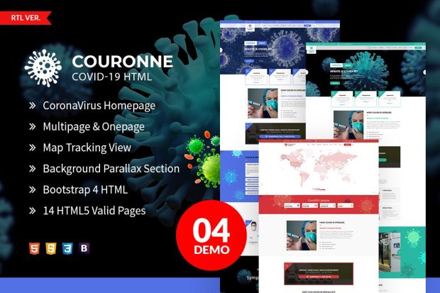 Couronne - Corona virus (Covid-19) HTML Template