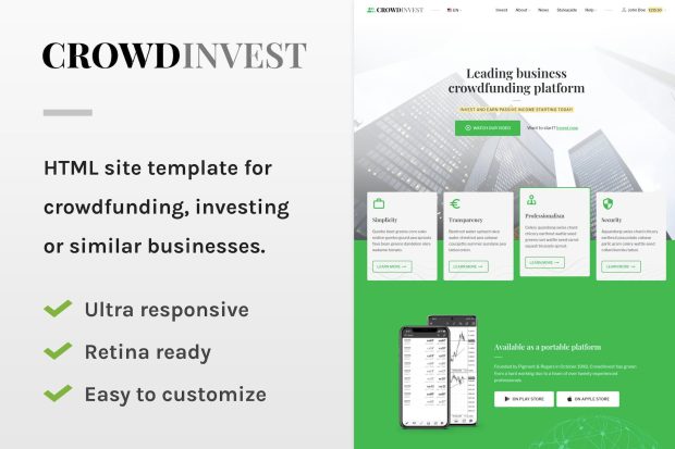 CrowdInvest - Crowdfunding Site Template