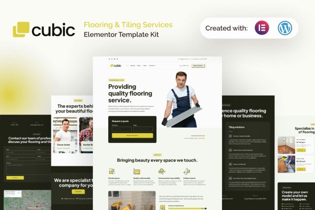 Cubic Flooring & Tiling Services Elementor Template Kit