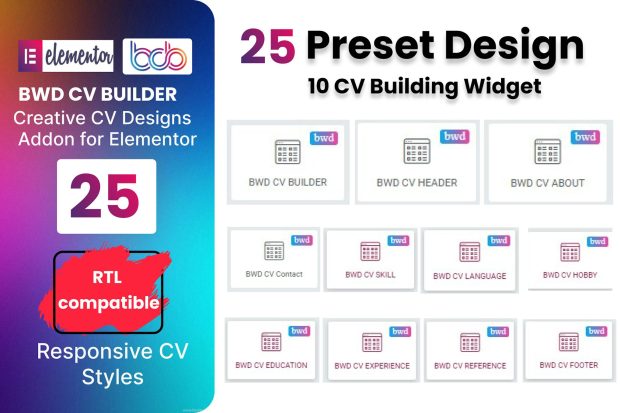 CV Builder plugin for elementor 1.0