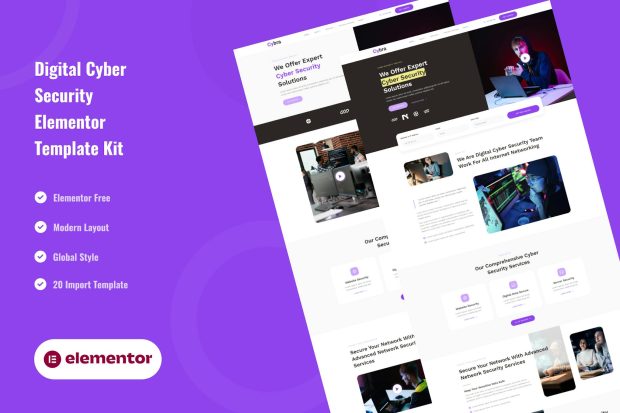 Cybra - Digital Cyber Security Elementor Template Kit