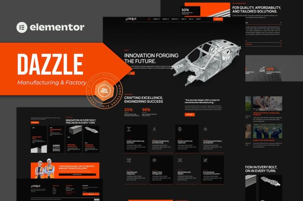 Dazzle - Manufacturing & Factory Elementor Pro template Kit