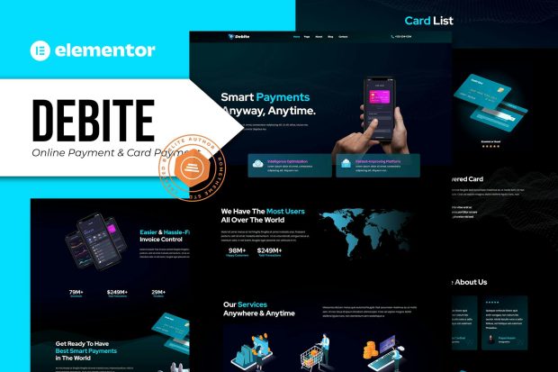 Debite - Card Payment & Online Payment Elementor Template Kit