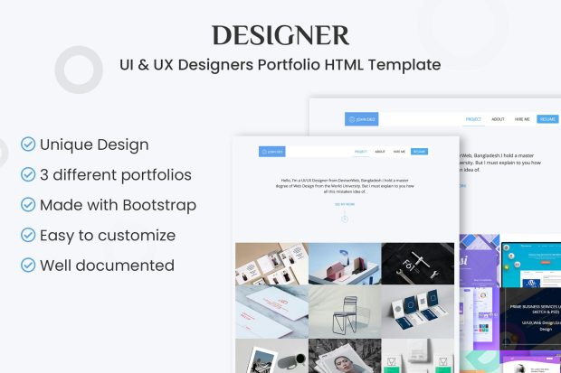 DESIGNER - UI & UX Portfolio HTML Template