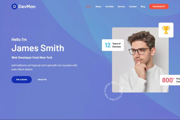 Devman - Personal Portfolio React Template